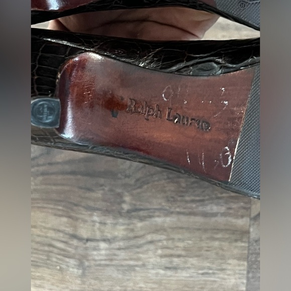 Ralph Lauren brown crocodile heels size 7.5 - Picture 6 of 11